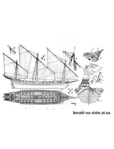 Чертёж модели Шебеки Арабской для сборки и историческая справка