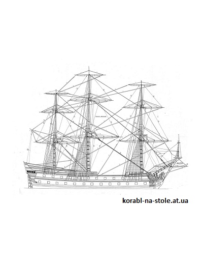 Чертёж модели Корабля San Fernando / Сан-Фернандо (1727) для сборки и историческая справка