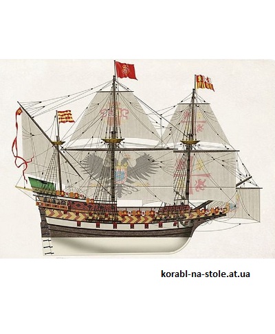 Чертёж модели Галеона Santiago De Compostelo / Сантьяго-де-Компостела (1540) для сборки и историческая справка