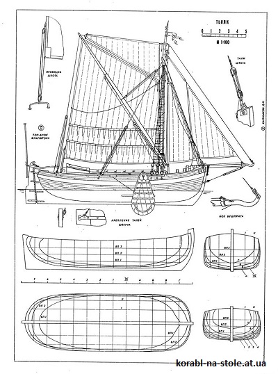 Чертёж модели Тъялк / boeier dutch (XVIII - XIX век) для сборки и историческая справка