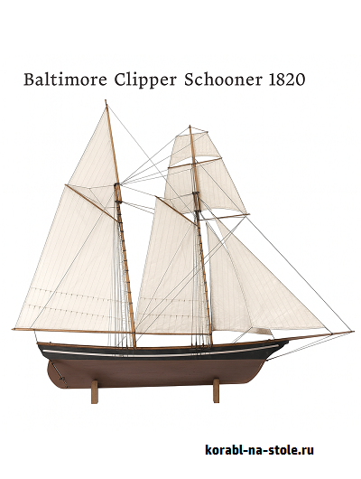 Чертёж модели клипер-шхуны Балтимор / clipper-schooner Baltimore (1820) для сборки и историческая справка