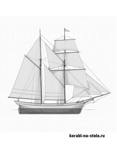 Чертёж модели Бригантина Джиджина / Brigantine GIGINA для сборки и историческая справка