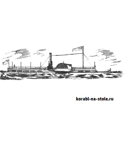 Чертёж модели Бокового колесного судна Богемия / Side-wheel steamer Bohemia (1841) для сборки и историческая справка