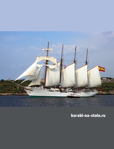 Чертёж модели Барка Хуан Себастьян де Элькано / Barque J S de Elcano (1964) для сборки и историческая справка