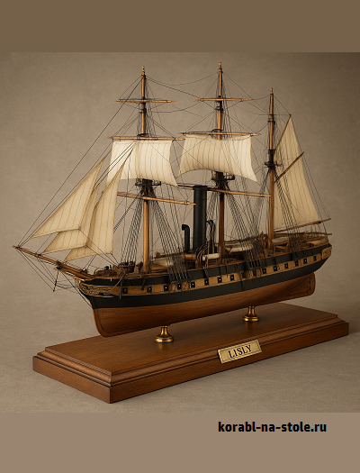 Чертёж модели Парусно-парового фрегата Лисли / Sailing-steamer frigate LISLY для сборки и историческая справка