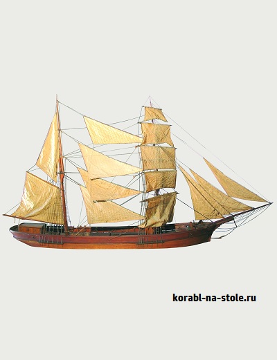Чертёж модели Бригантина / Brigantine (XVIII) для сборки и историческая справка