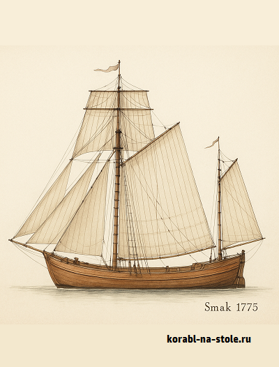 Чертёж модели Шлюпа Смак / sloop Smak (1775) для сборки и историческая справка