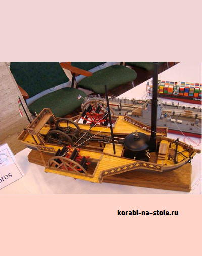 Чертёж модели Бококолёсного парохода Carolina / Side-wheel steamer CAROLINA (1820) для сборки и историческая справка