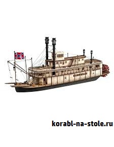 Чертёж модели Кормо­колёсного парохода Маривилль / Stern-wheel steamer Marieville (1870) для сборки и историческая справка