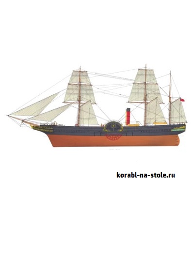 Чертёж модели Парусно-пароходного корвета Прони / Sailing-steamer corvette PRONY (1840) для сборки и историческая справка