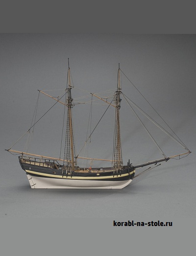 Чертёж модели Британской шхуны Шалёр / Schooner HMS Chaleur (1764) для сборки и историческая справка