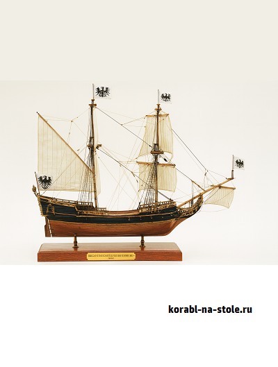 Чертёж модели Бригантина Кастель Фридрихсбург / brigantine Castell Friedrichburg (1688) для сборки и историческая справка