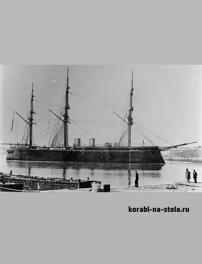 Чертёж модели Броненосного казематного паро-парусного фрегата Кустоца / Sailing-steamer war frigate Casemate ironclad Custoza (1872)