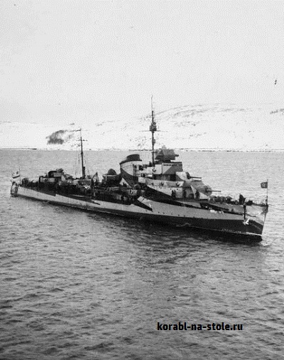 Чертёж модели Эсминца Разумный / Destroyer Razumny (1941) для сборки и историческая справка