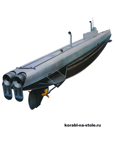 Чертёж модели Подводной лодки Краб / Submarine Krab (1915) для сборки и историческая справка