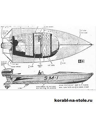 Чертёж модели Моторной лодки Джет Джой 13 / hydroboat JET JOE 13 своими руками