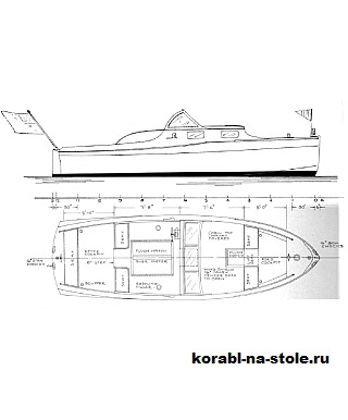 Чертёж модели Моторной яхты Голубой Бил 31 / motorcruiser BLUE BILL 31 своими руками