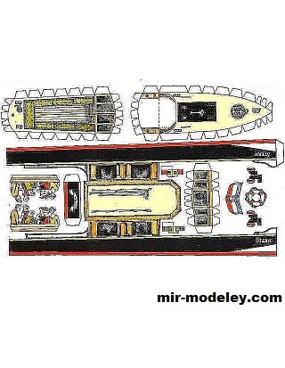 Моторная лодка / Launch Stern из бумаги