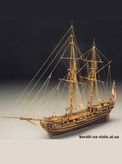 Чертёж модели Бомбардирского кетча „Рейсхорс“ / bomb ketch Racehorse (1757) для сборки и историческая справка