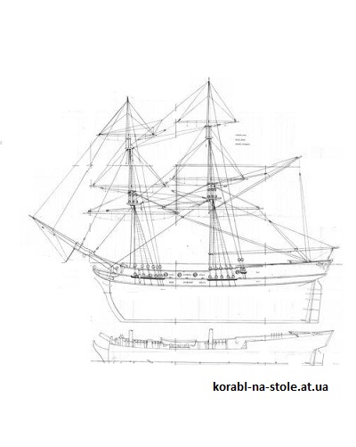 Чертёж модели Janita, brigantino spagnolo / Ханита, испанский бриг (XVIII) для сборки и историческая справка