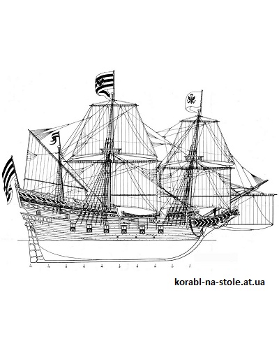 Чертёж модели German Galeon / Немецкий Галеон (XVI–XVII) для сборки и историческая справка