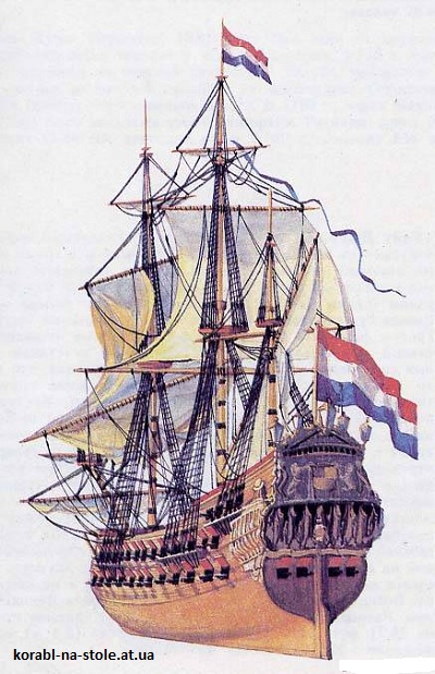 Чертёж модели Корабля De Zeven Provincien / Семь Провинций (1665) для сборки и историческая справка