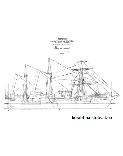 Чертёж модели канонерская лодка станций Decidee / Десиде (1899) для сборки и историческая справка