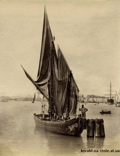 Чертёж модели рыболовного судна Bragozzo Veneto / Брагоццо Венето (XVIII–XIX) для сборки и историческая справка