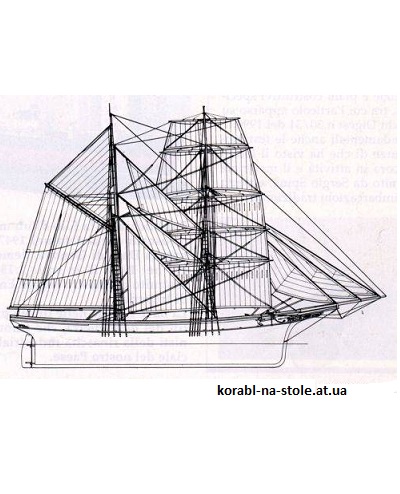 Чертёж модели Бригантины Araldo (1700) для сборки и историческая справка