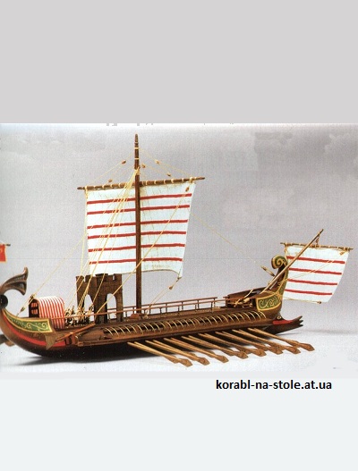 Чертёж модели Bireme (Roman) Caesar AC 30 / Бирема (римская) Цезаря (IV–III века до н.э.) для сборки и историческая справка