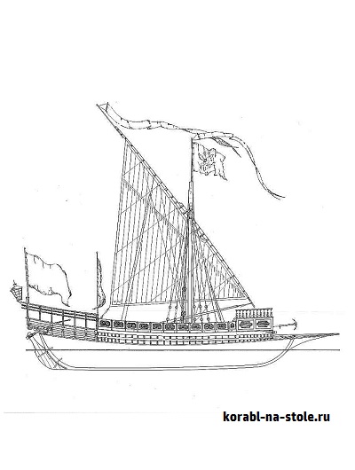 Чертёж модели Галеры Berlin / Берлин (1692) для сборки и историческая справка
