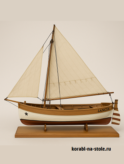 Чертёж модели Малой парусной рабоче лодки Sailboat lancia (XVIII) для сборки и историческая справка