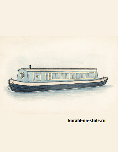 Чертёж модели моторного канального судна / barge Narrowboat (XVII–XX) для сборки и историческая справка