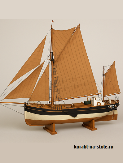 Чертёж модели Прибрежной грузовой парусной баржи / Barge Coasting Verona (1905) для сборки и историческая справка