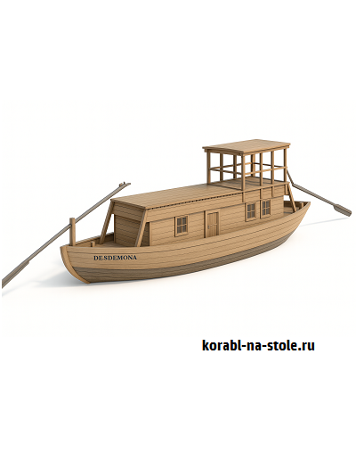 Чертёж модели речной исследовательской баржи barge DESDEMONA (XIX) для сборки и историческая справка