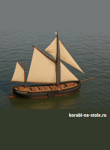 Чертёж модели Темзской парусной баржи / barge Thames sailing Balthasar (XIX) для сборки и историческая справка
