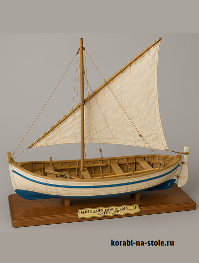 Чертёж модели рыбацкой лодки Sailboat almejera / Альмежера (1880) для сборки и историческая справка