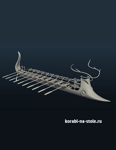 Чертёж модели Boat of war / Древнегреческий боевой корабль (Dorian) (3300 лет до н. э.) для сборки и историческая справка