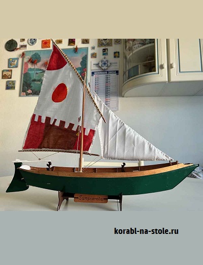 Чертёж модели Венецианской плоскодонной лодки Venetian sanpierota (2006) для сборки и историческая справка