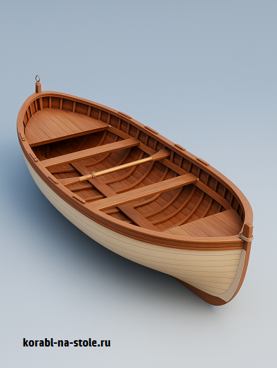 Чертёж модели рабочей лодки Ship's boat kater (XX) для сборки и историческая справка