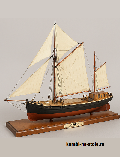 Чертёж модели тэмзской парусной баржи / barge VERONA (1905) для сборки и историческая справка