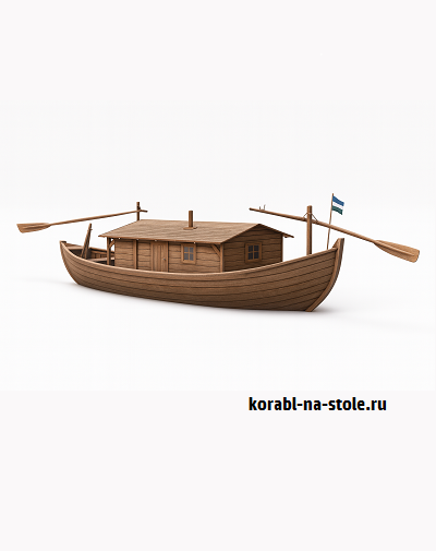 Чертёж модели речного грузового судна / barge Ulmer Schachtel (XV) для сборки и историческая справка