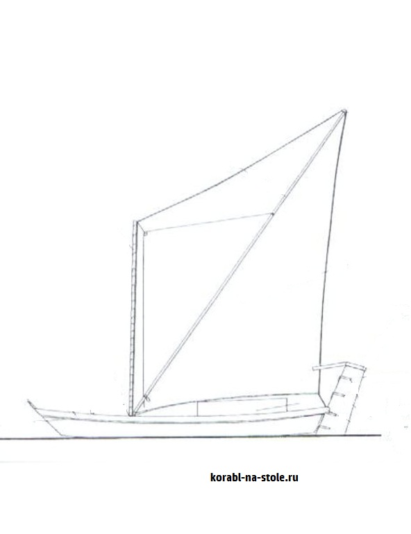 Чертёж модели речной лодки народа тукуна Sailboat Brazilian igarite / Игарите (XVII–XVIII) для сборки и историческая справка