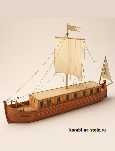 Чертёж модели Венгерский речной баркас / barge Bőgőshajó (1750–1880) для сборки и историческая справка