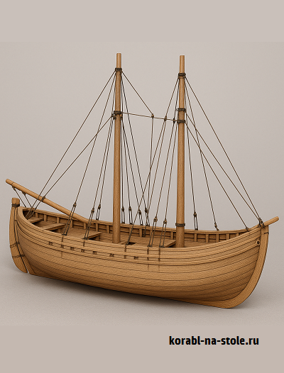 Чертёж модели грузового каботажного судна boat Trabaccolo / Трабакколо (1800–1850) для сборки и историческая справка