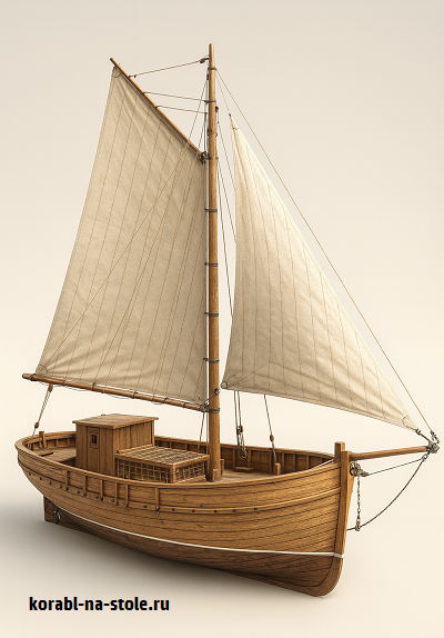 Чертёж модели Рыболовного парусного судна / fishingboat Homardier (XVIII) для сборки и историческая справка