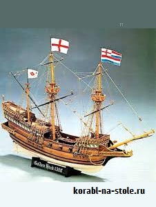 Чертёж модели Галеона «Золотая Лань» / Galleon Golden Hind (1577) №2 для сборки и историческая справка
