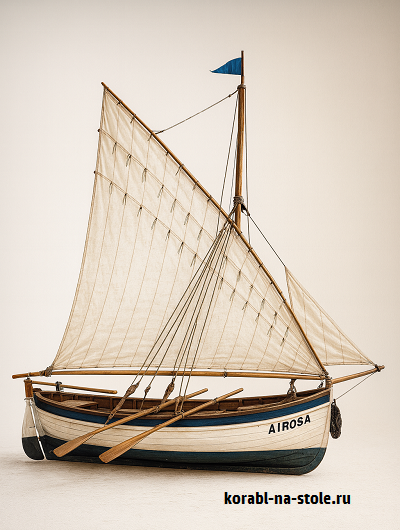 Чертёж модели Рыбацкой палангрной лодки Fishing boat palangre Airosa / Палангрера Айроса (XIX) для сборки и историческая справка