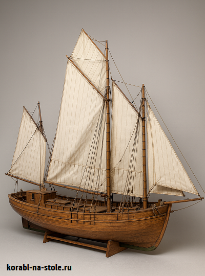 Чертёж модели Малого промыслового рыболовного бота / fishingboat langoustier (XIX) для сборки и историческая справка