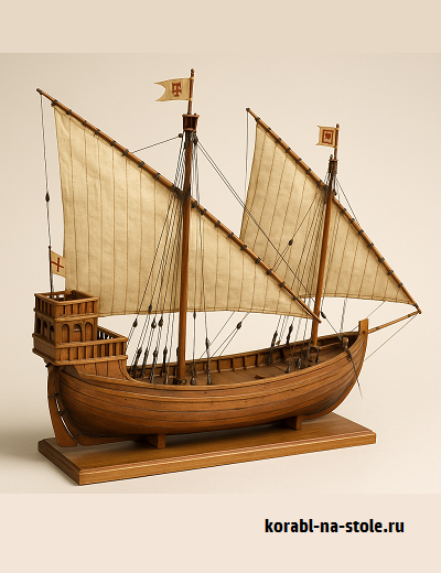 Чертёж модели Средиземноморского торгового судна / Trading vessel Mediterranean (XIVc)  для сборки и историческая справка